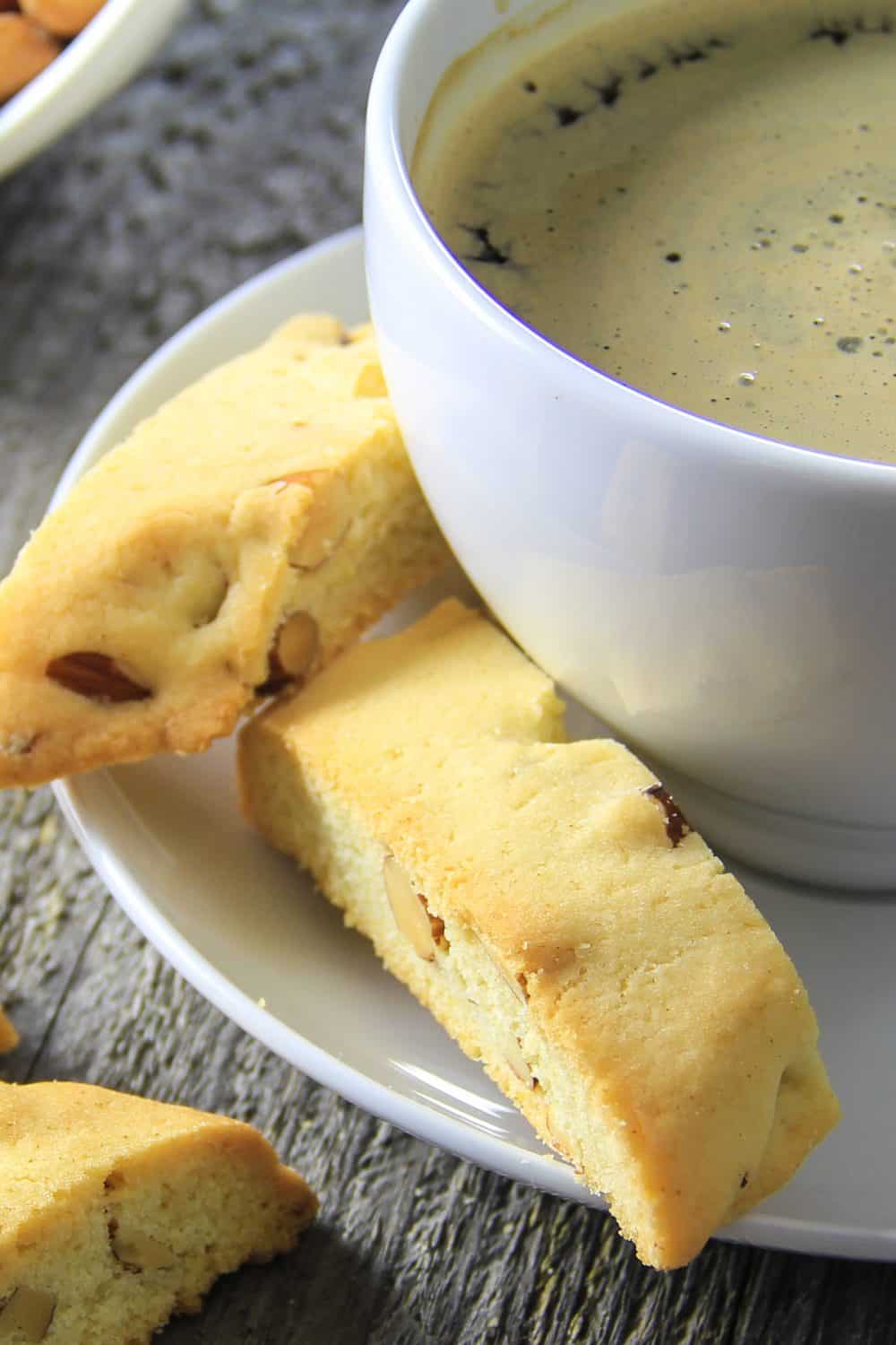almond biscotti served with coffee