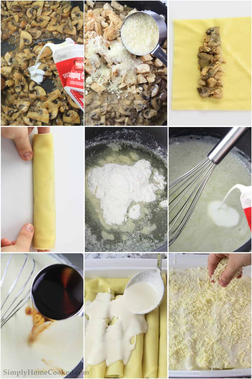 How to make Chicken Cannelloni - a collage of the recipe steps 
