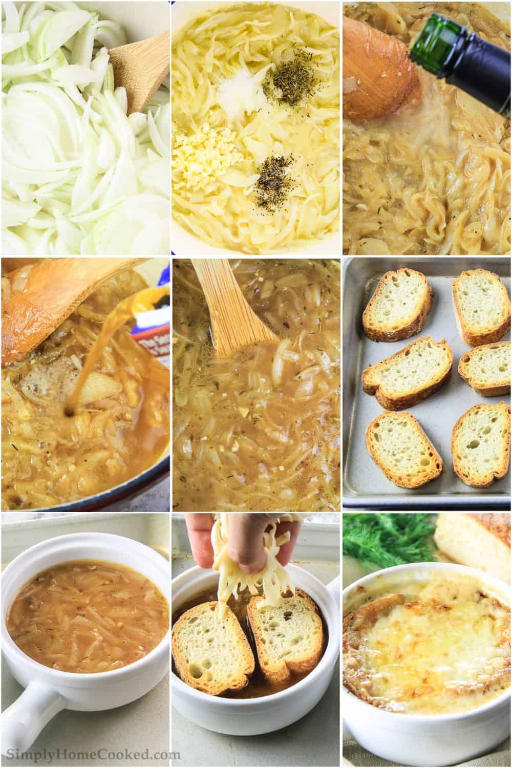 A 9 picture collage of all the steps needed to make this easy and delicious soup