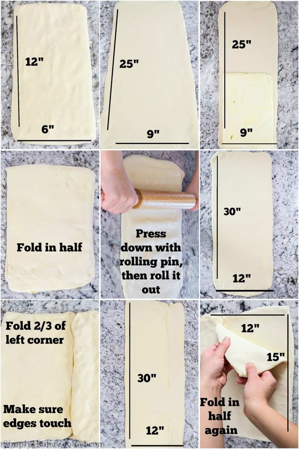 folding croissant dough