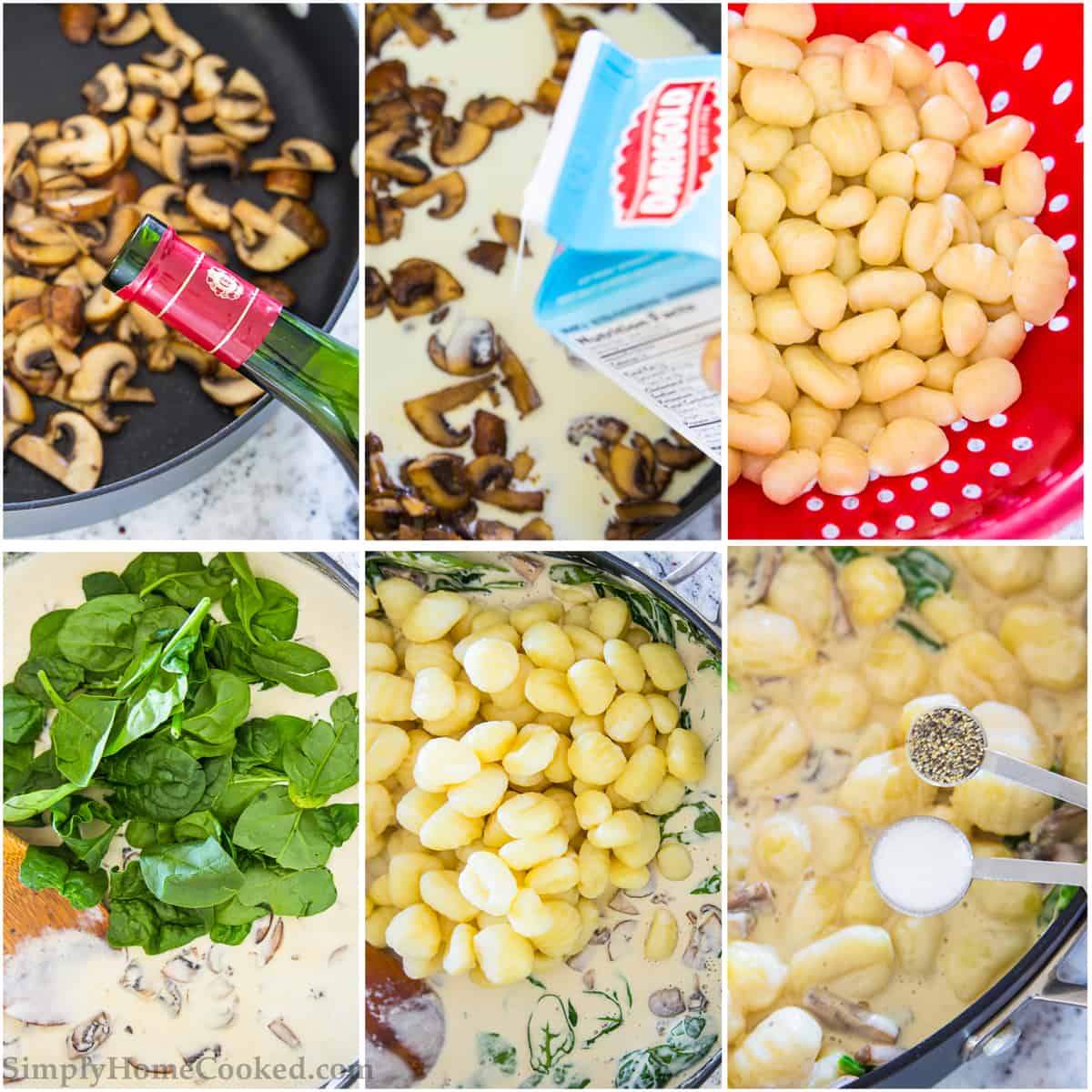 steps to make creamy mushroom and spinach gnocchi