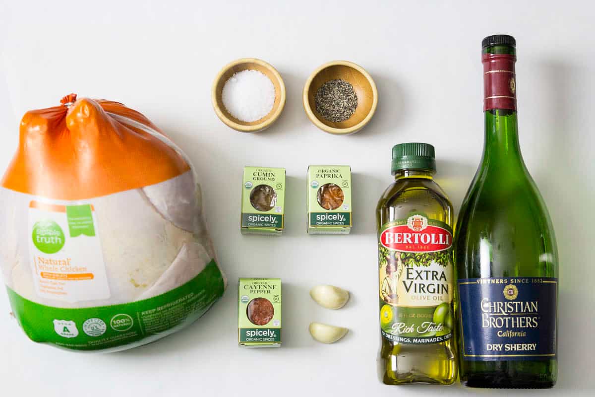 ingredients for vertical roasted chicken