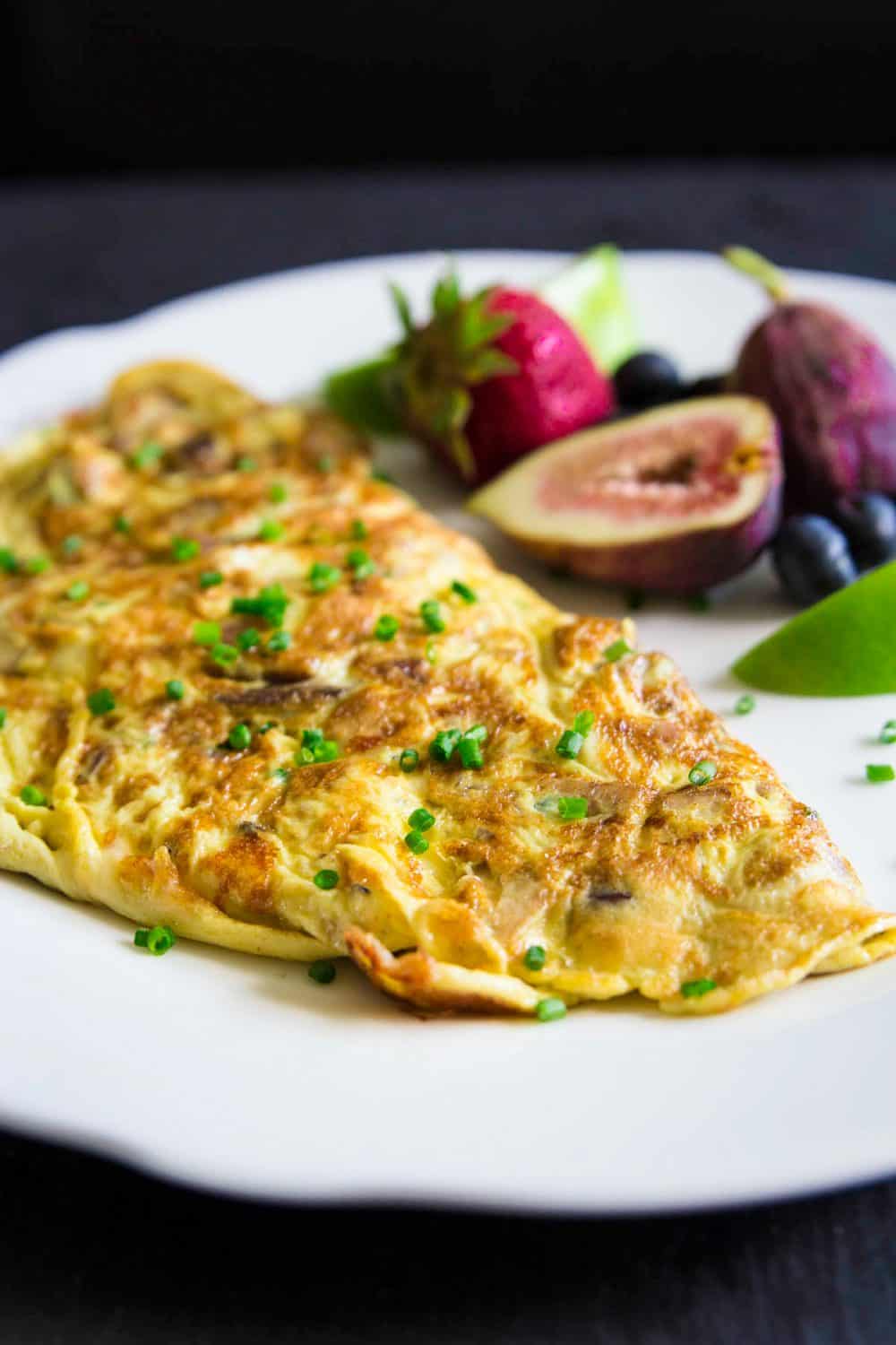 bacon mushroom omelette on a plate