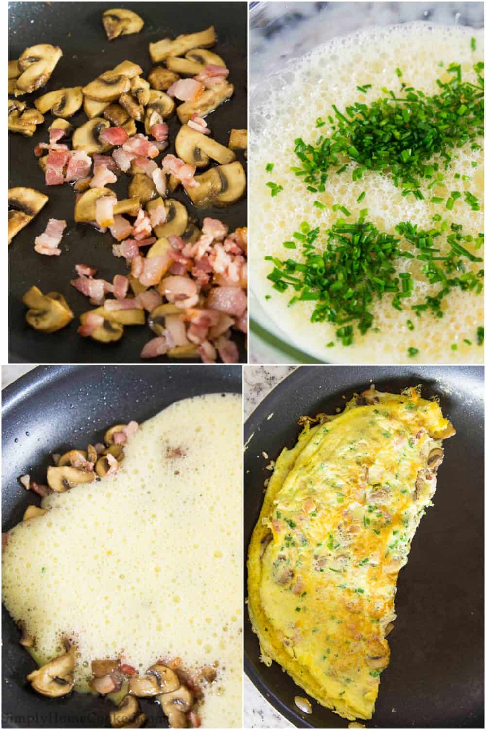 how to make a bacon mushroom omelette with step by step pictures