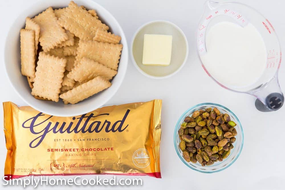 an overhead image of ingredients for chocolate salami
