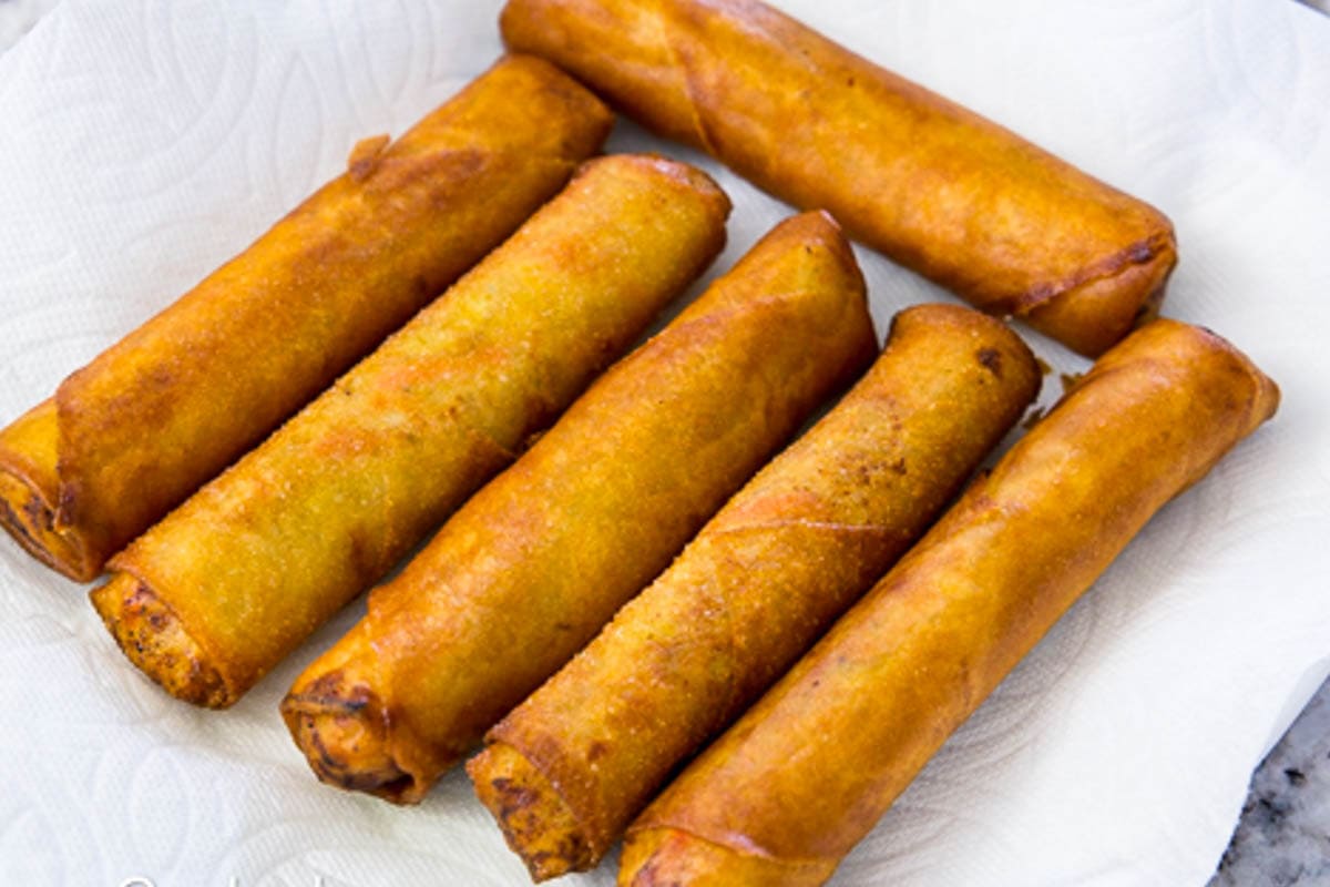Fried Spring Rolls on a white plate