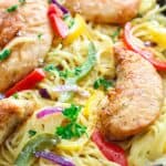 close up photo of chicken scampi