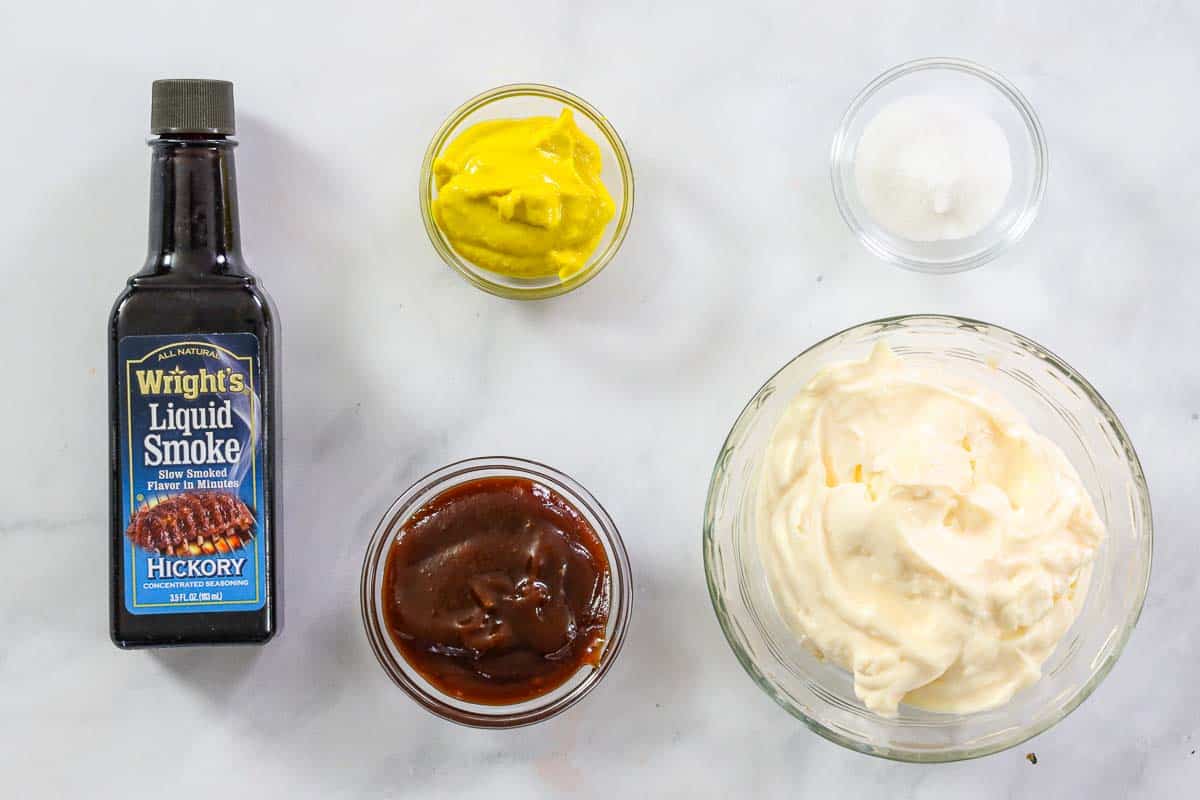 overhead image of ingredients for chick fil a sauce