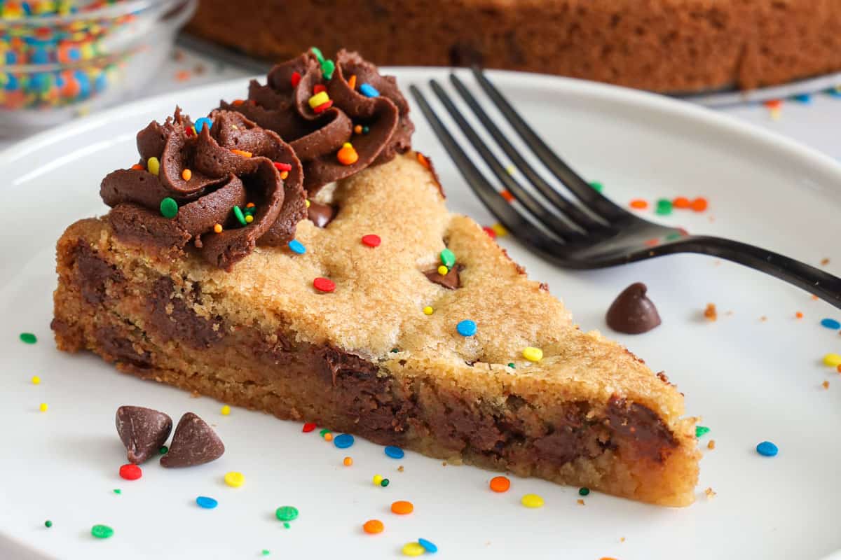 Slice of Cookie Cake with a fork