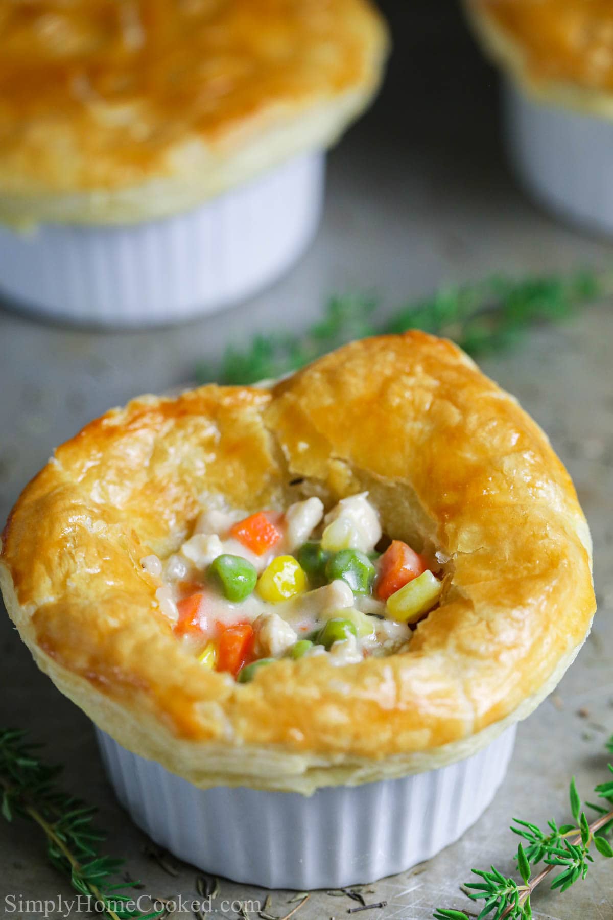Close up of a Mini Chicken Pot Pie