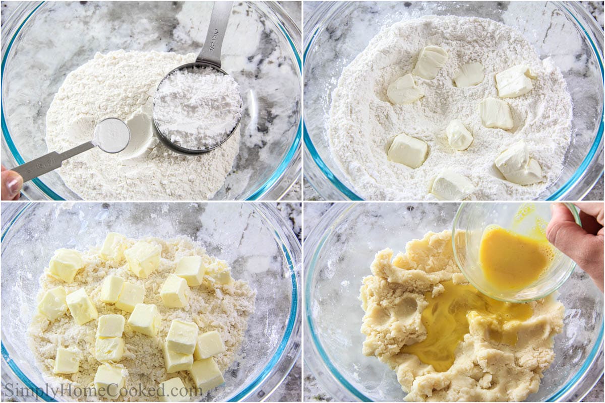 Steps to make Pear Tart, including making the crust dough