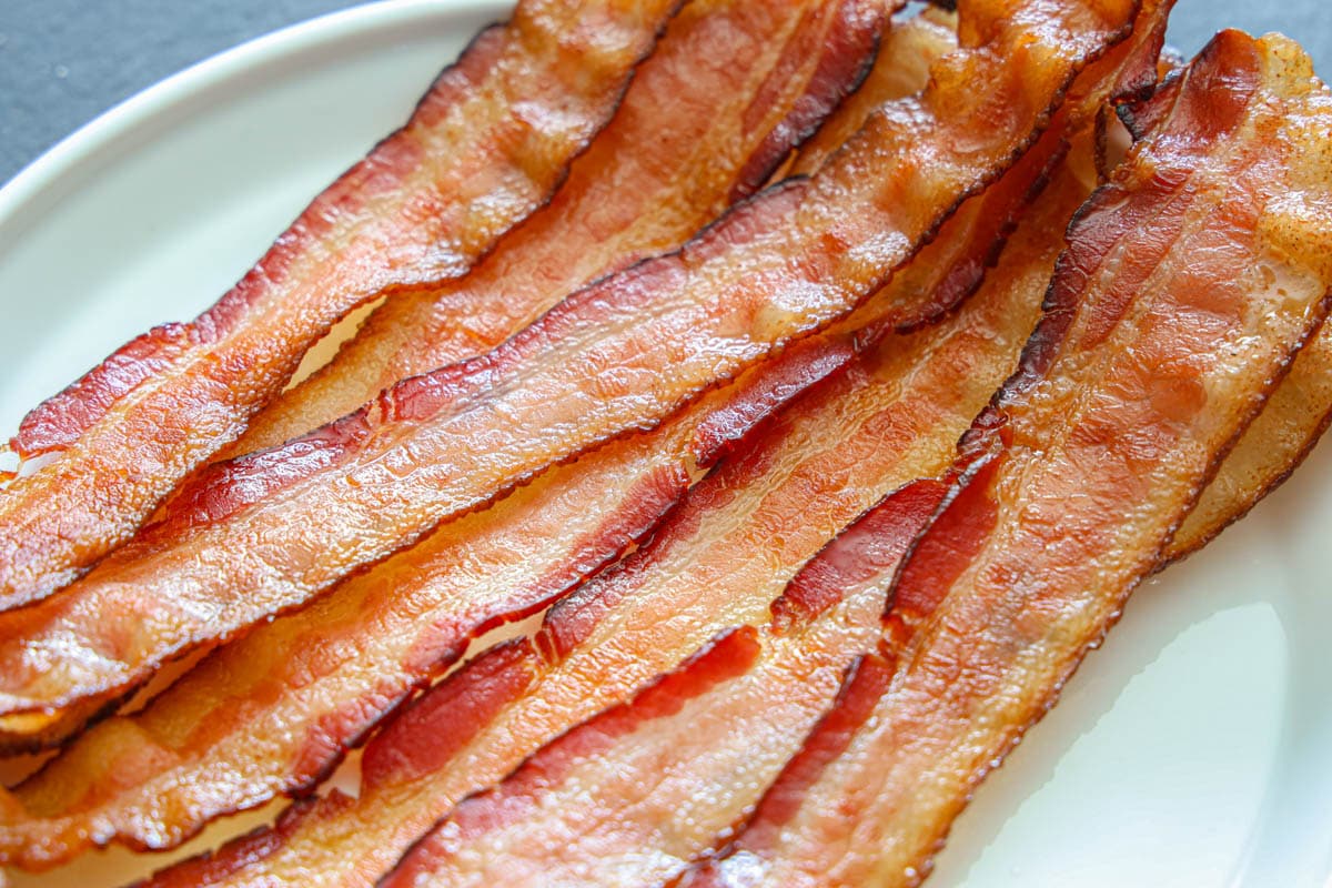 horizontal close up of Traeger smoked bacon