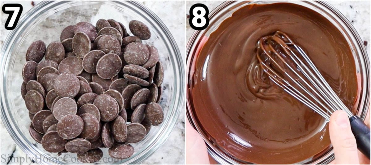 Steps to make Oreo Truffles: Melt the chocolate candy melts.