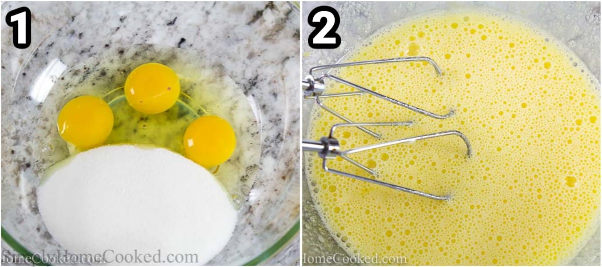Steps to make Cottage Cheese Pancakes, including blending the eggs and sugar, then adding the buttermilk and cottage cheese.