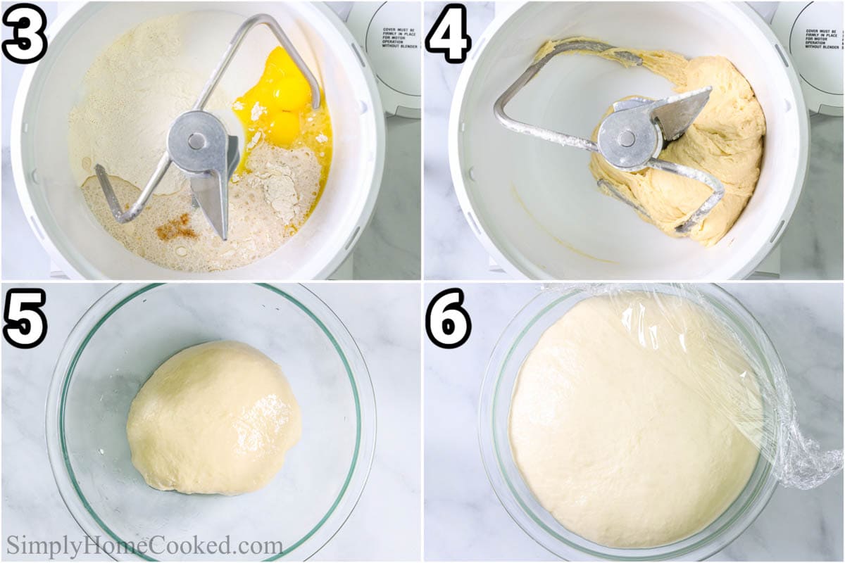 Steps to make Glazed Air Fryer Donuts mix the dough ingredients in a stand mixer, then place in a bowl and cover to let it rise.: 