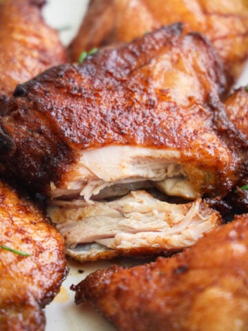 Close up of Smoked Chicken Thighs