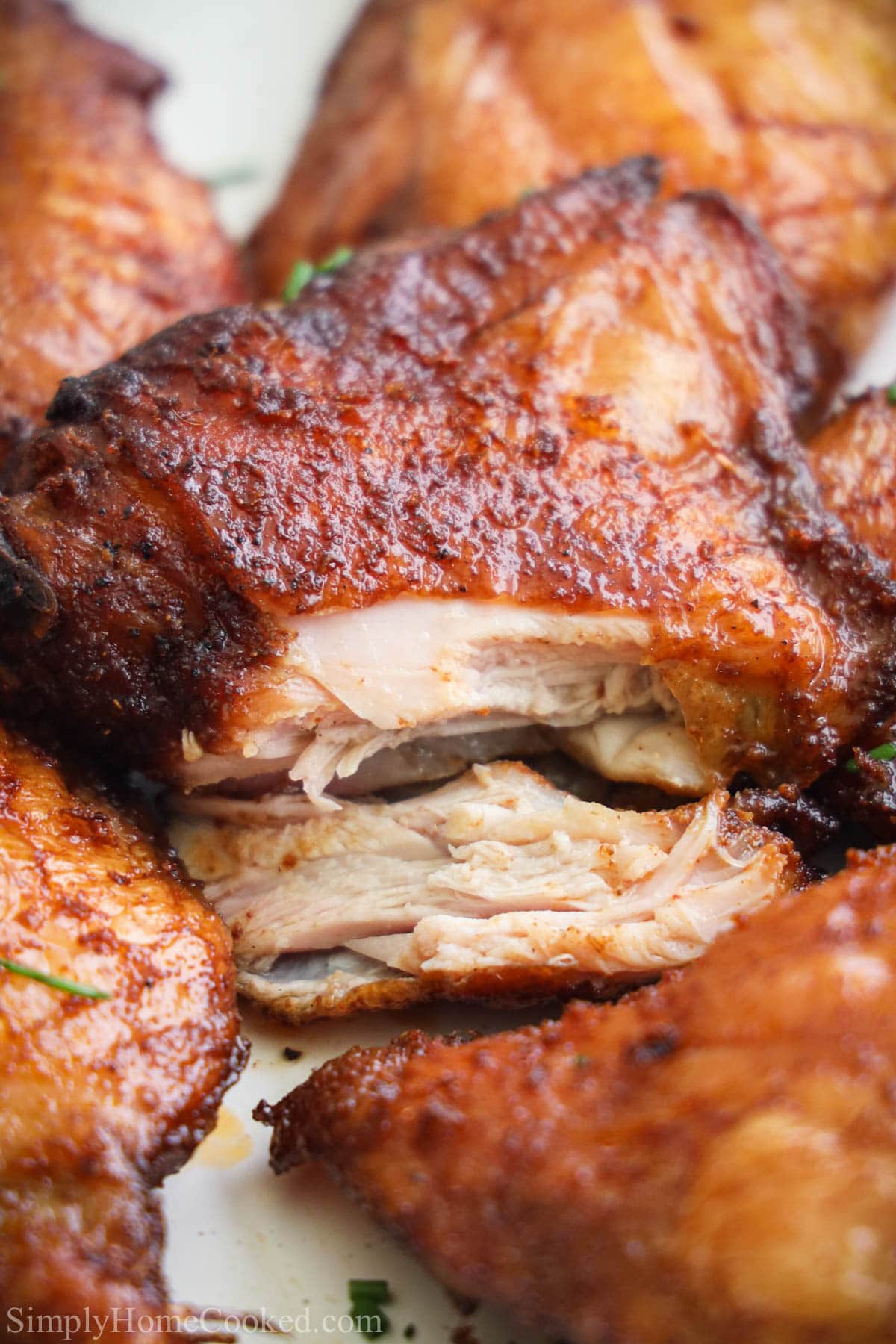 Close up of Smoked Chicken Thighs