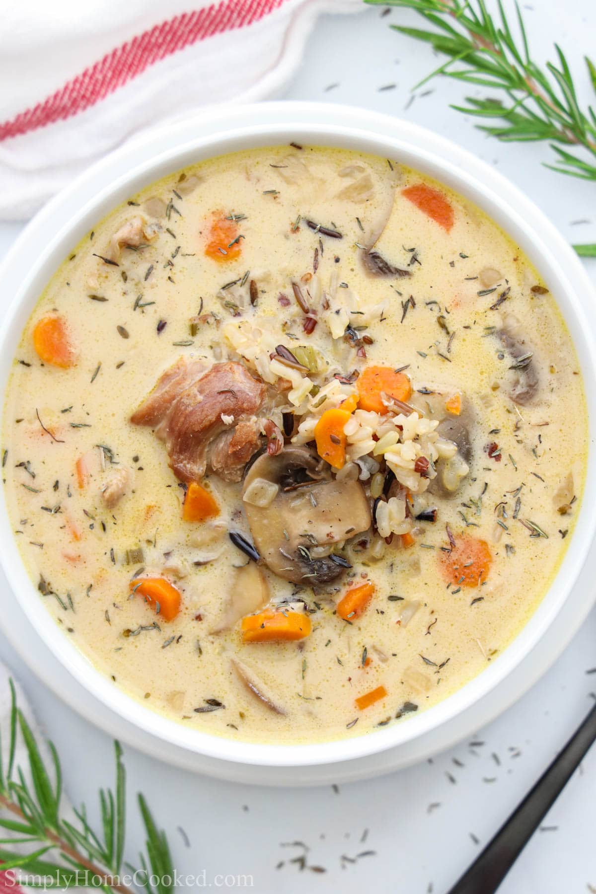 Chicken Wild Rice Soup in a bowl.