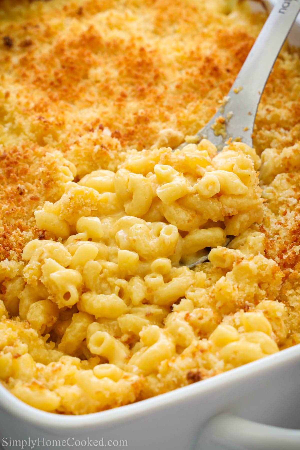 Easy and delicious homemade mac and cheese recipe that is topped with baked bread topping. Its creamy, scrumptious and so easy to make! #macandcheese #macaroniandcheese #bestmacandcheese #easymacandcheese