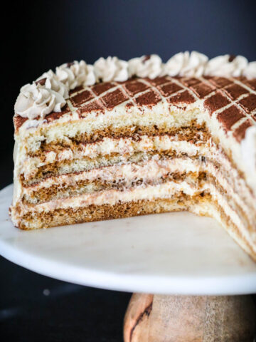 Sliced Tiramisu Cake