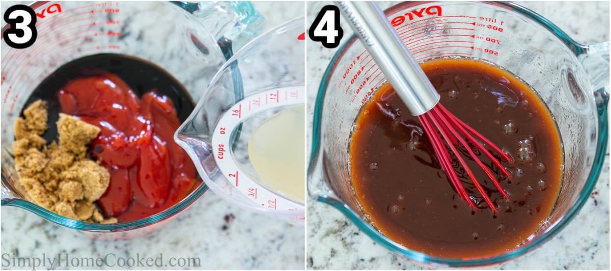 Steps to make Beef Brisket Sandwich:  whisk together the molasses, ketchup, brown sugar, and chicken broth for the braising liquid.