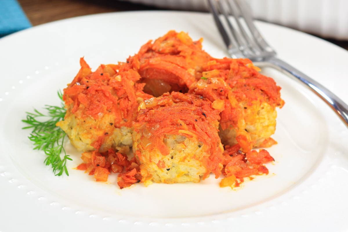 Lazy Cabbage Rolls on a white plate with a fork. 