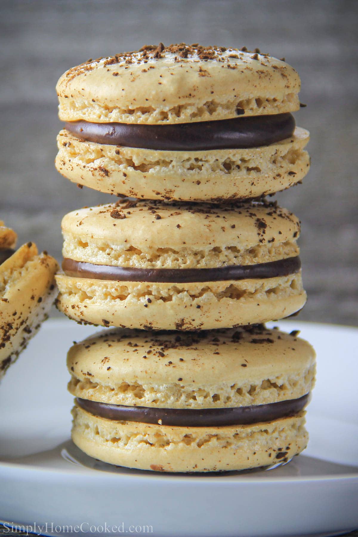 Stack of Coffee Macarons.