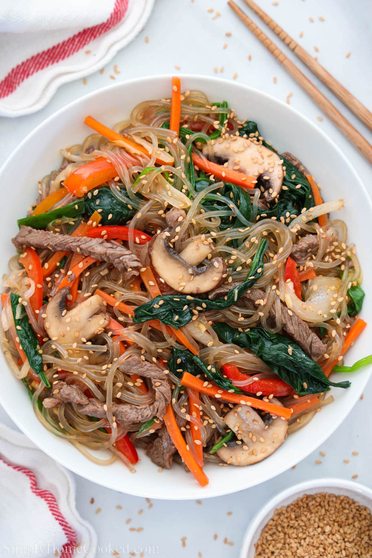 Easy Japchae in a bowl.