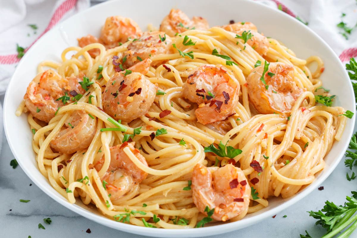 Bowl of Bang Bang Shrimp Pasta.