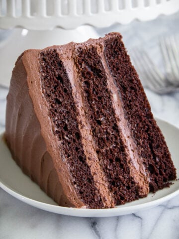 Slice of Nutella Cake on a plate.