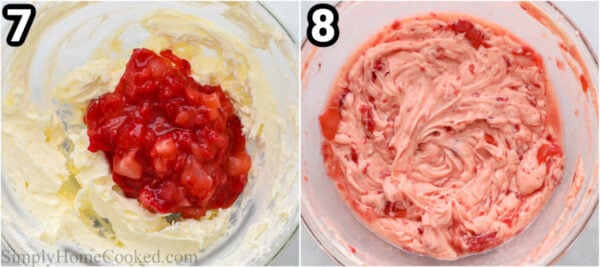 Steps to make Strawberry Butter: add the strawberries and combine.