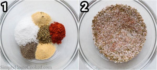 Steps to make Smoked Beef Short Ribs: whisk together the kosher salt, black pepper, garlic powder, onion powder, oregano, and smoked paprika.