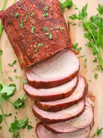 Smoked Pork Loin sliced.