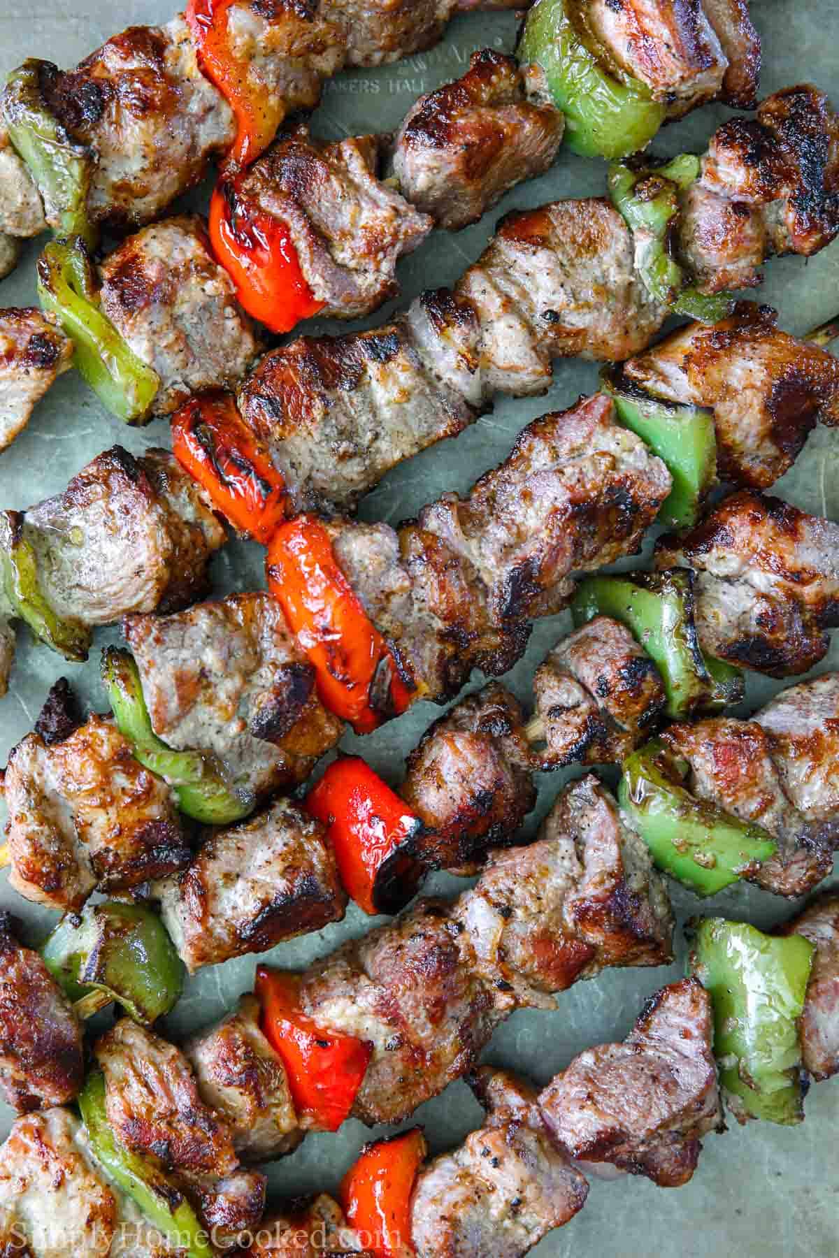 Grilled Shashlik on skewers.