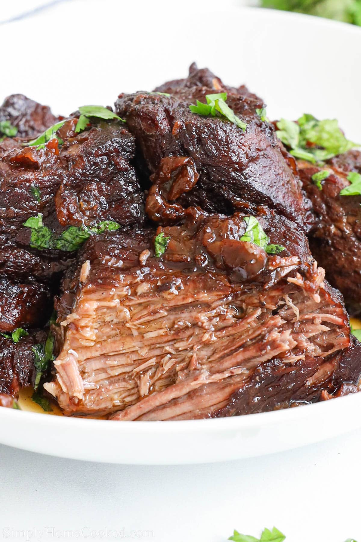 Close up of Braised Beef.