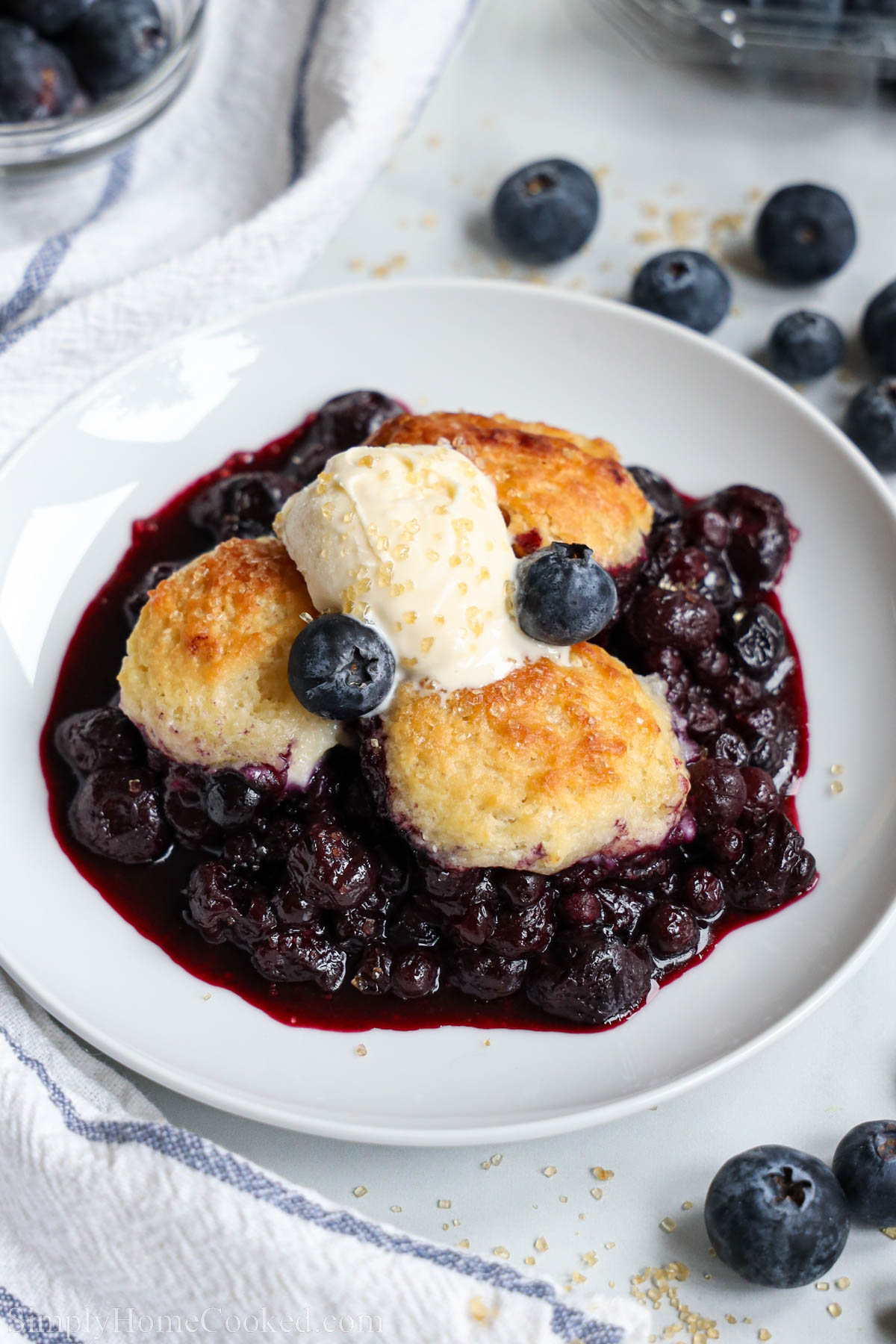 Blueberry Cobbler with ice cream.