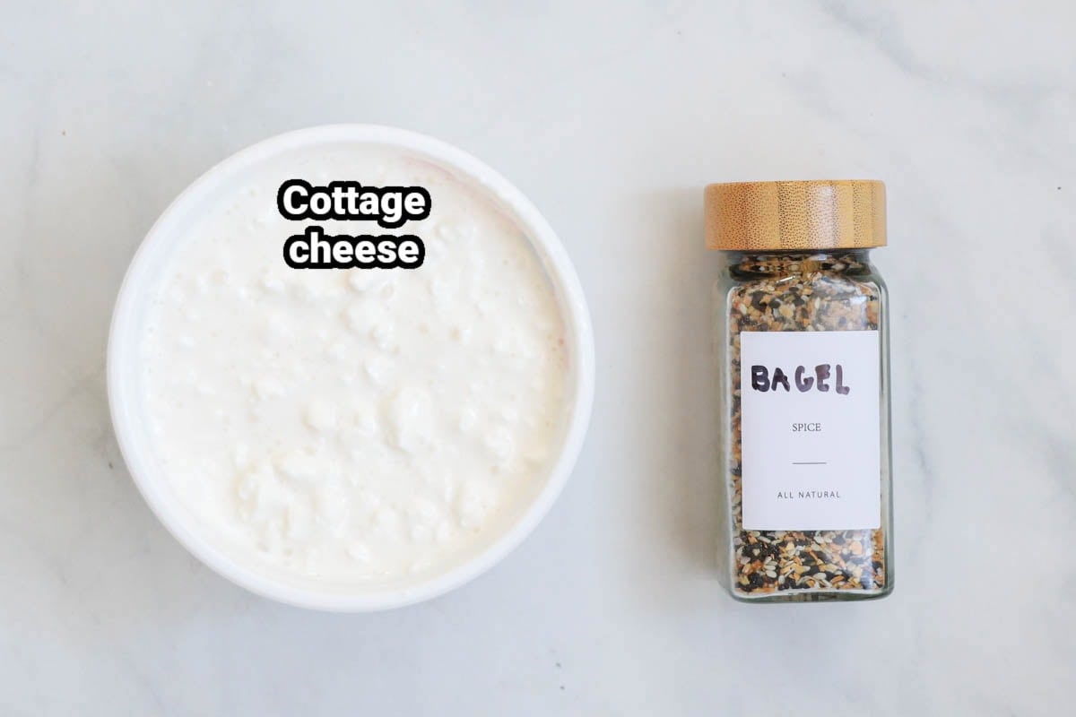 Ingredients for Cottage Cheese Chips: cottage cheese and bagel seasoning.