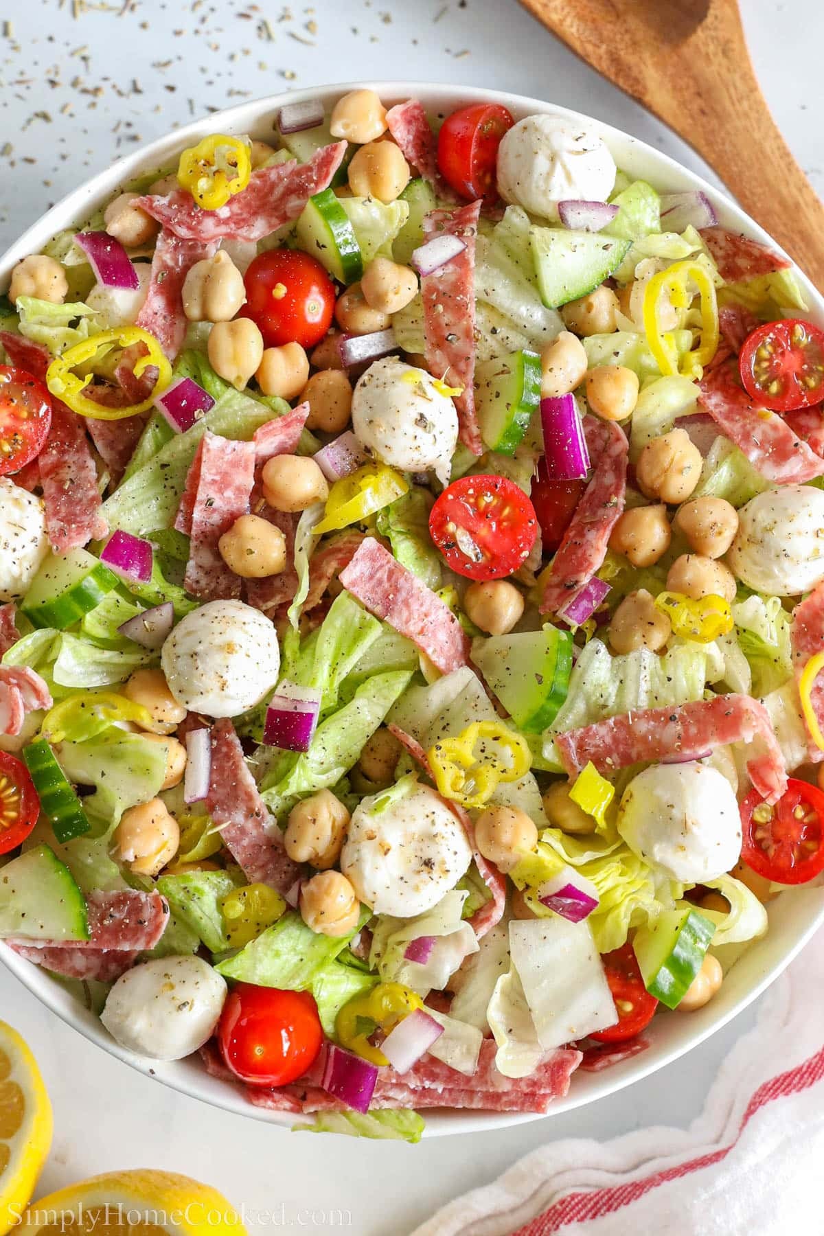 Overhead view of Chopped Italian Salad.