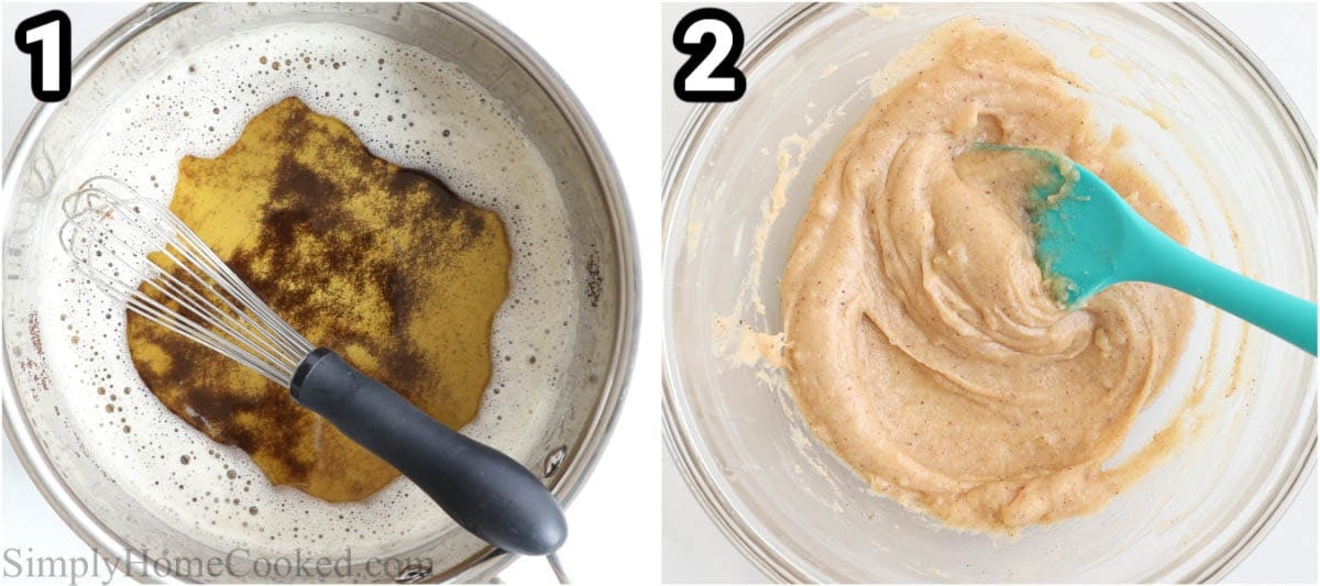 Steps to make Brown Butter Cream Cheese Frosting: brown the butter and then let it cool.