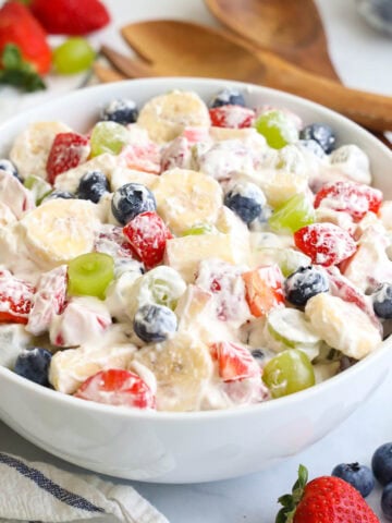 Creamy Fruit Salad in a bowl.